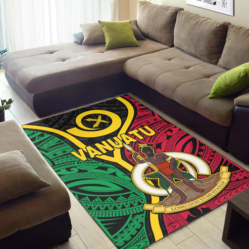Vanuatu Area Rug Tribal Vanuatu Coat Of Arms Flag Style No2