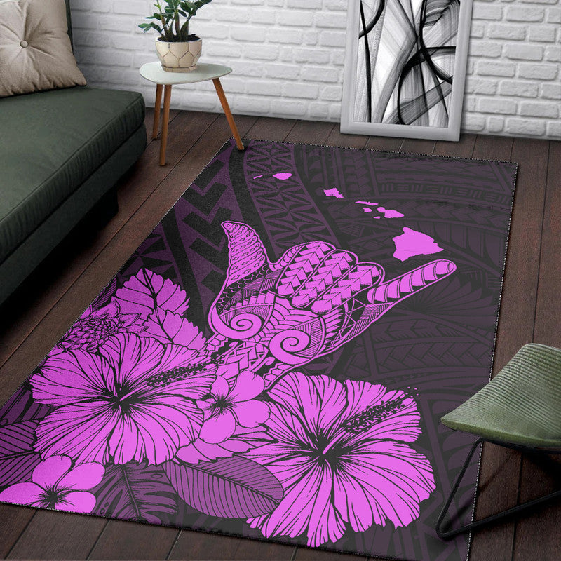 Hawaii Shaka Sign Area Rug Purple Version