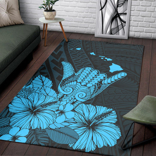 Hawaii Shaka Sign Area Rug Blue Version