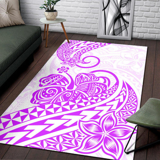 Polynesian Tribal Tattoo Retro Area Rug Purple Screen Color