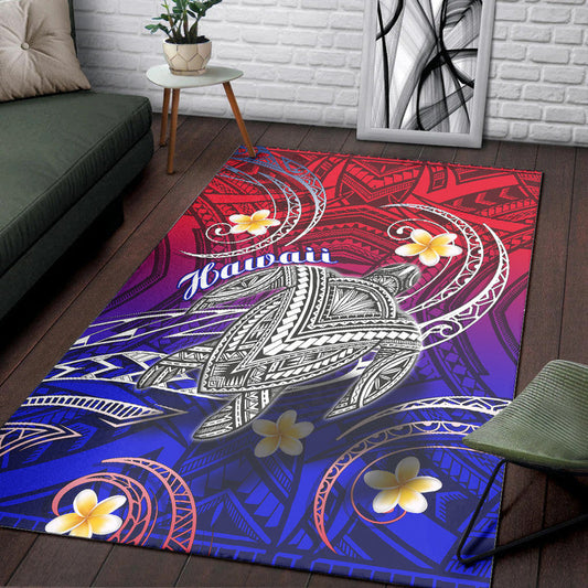 Hawaii Area Rug Hawaiian Turtle Plumeria Mixed Polynesian Style