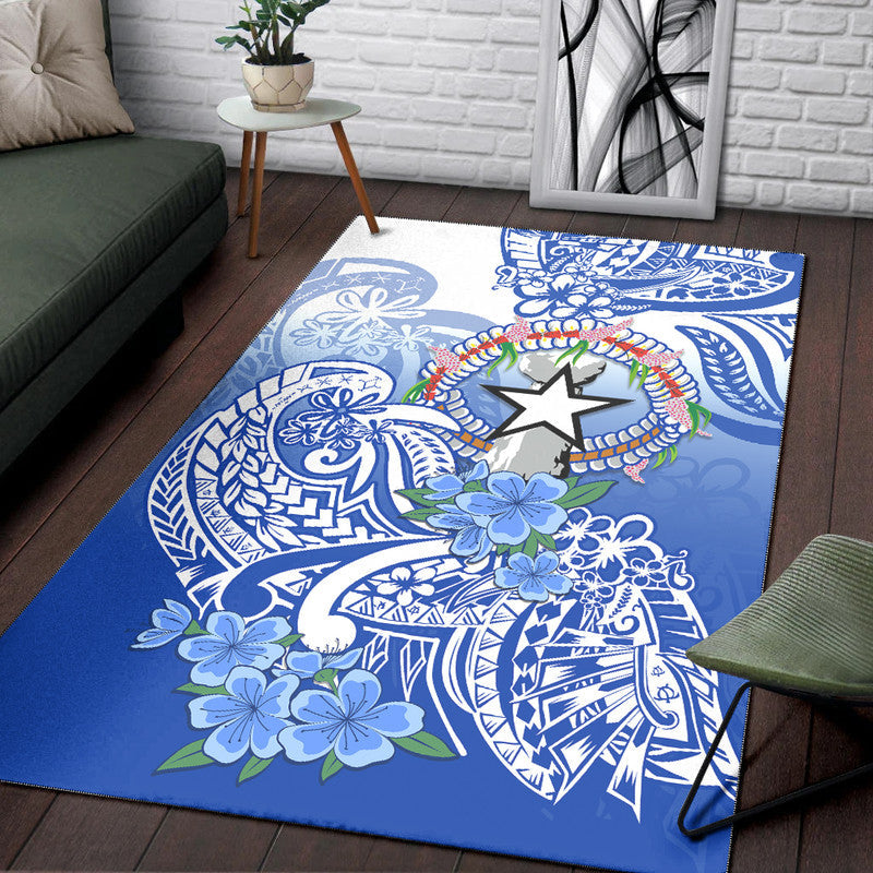 Northern Mariana Islands Area Rug Polynesian Floral Tribal