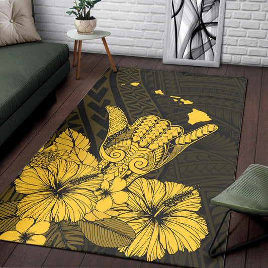 Hawaii Shaka Sign Area Rug Gold Version