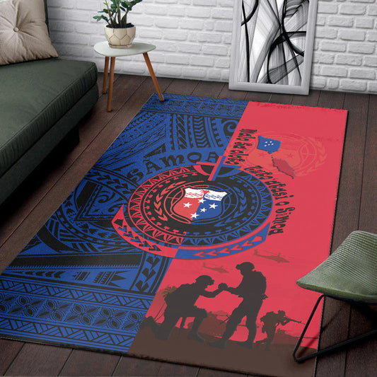 Samoa Independence Day Quotes Area Rug Military Polynesian Pattern
