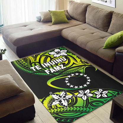 TE INUINU FAMZ Cook Islands Rugby Area Rug Unique Vibes Green