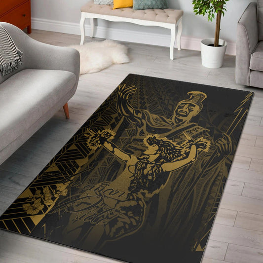 Hawaii Area Rug King Of Hawaii With Hawaiian Girls Yellow Version