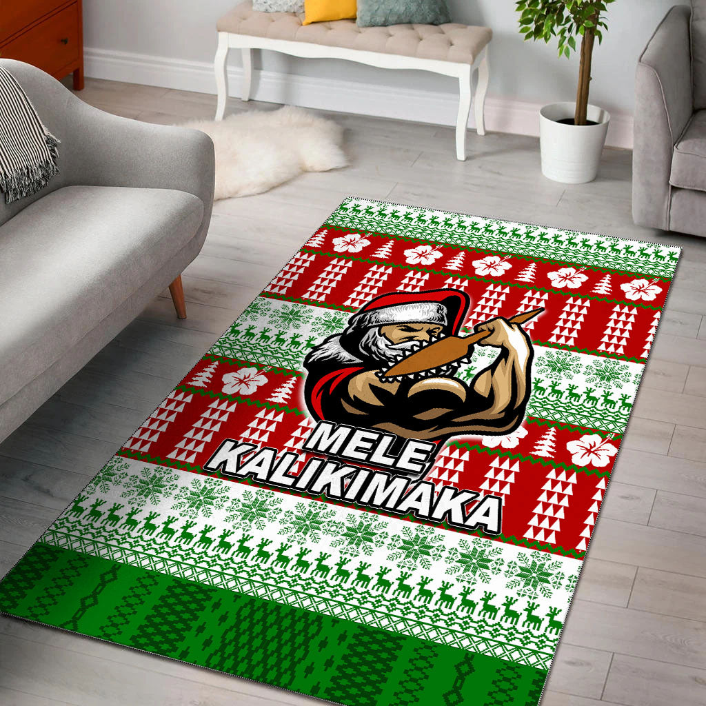 Hawaiian Santa Claus Warrior Area Rug Christmas