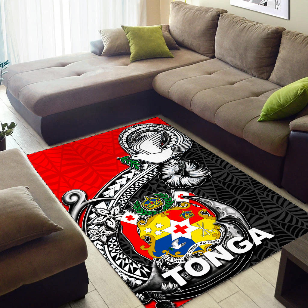 Tonga Hook Tattoo Area Rug Black