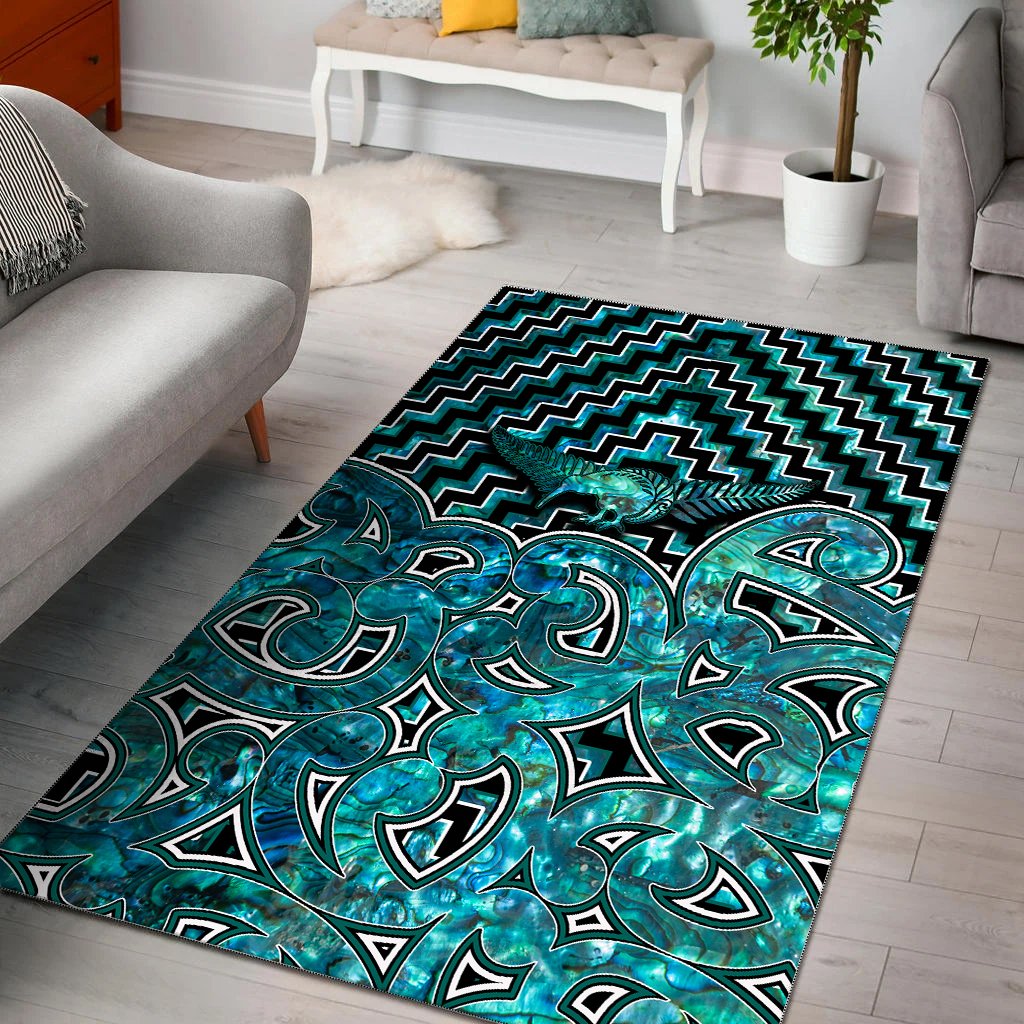 New Zealand Area Rug Maori Graphic Tee patterns Paua Shell