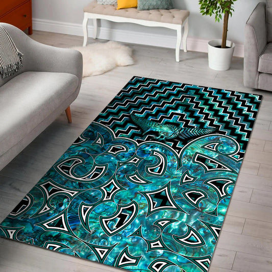 New Zealand Area Rug Maori Graphic Tee patterns Paua Shell