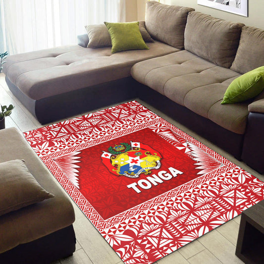 Tonga Coat Of Arms Area Rugs Simplified Version Red