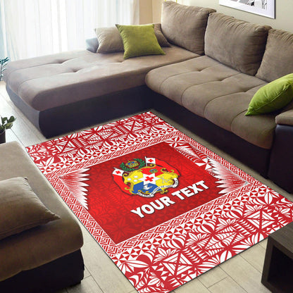 (Custom Personalised) Tonga Coat Of Arms Area Rugs Simplified Version Red