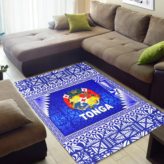 Tonga Coat Of Arms Area Rugs Simplified Version Blue