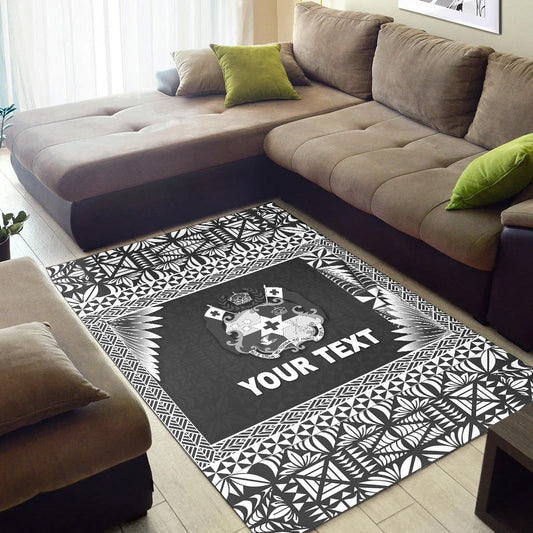 (Custom Personalised) Tonga Coat Of Arms Area Rugs Simplified Version Black