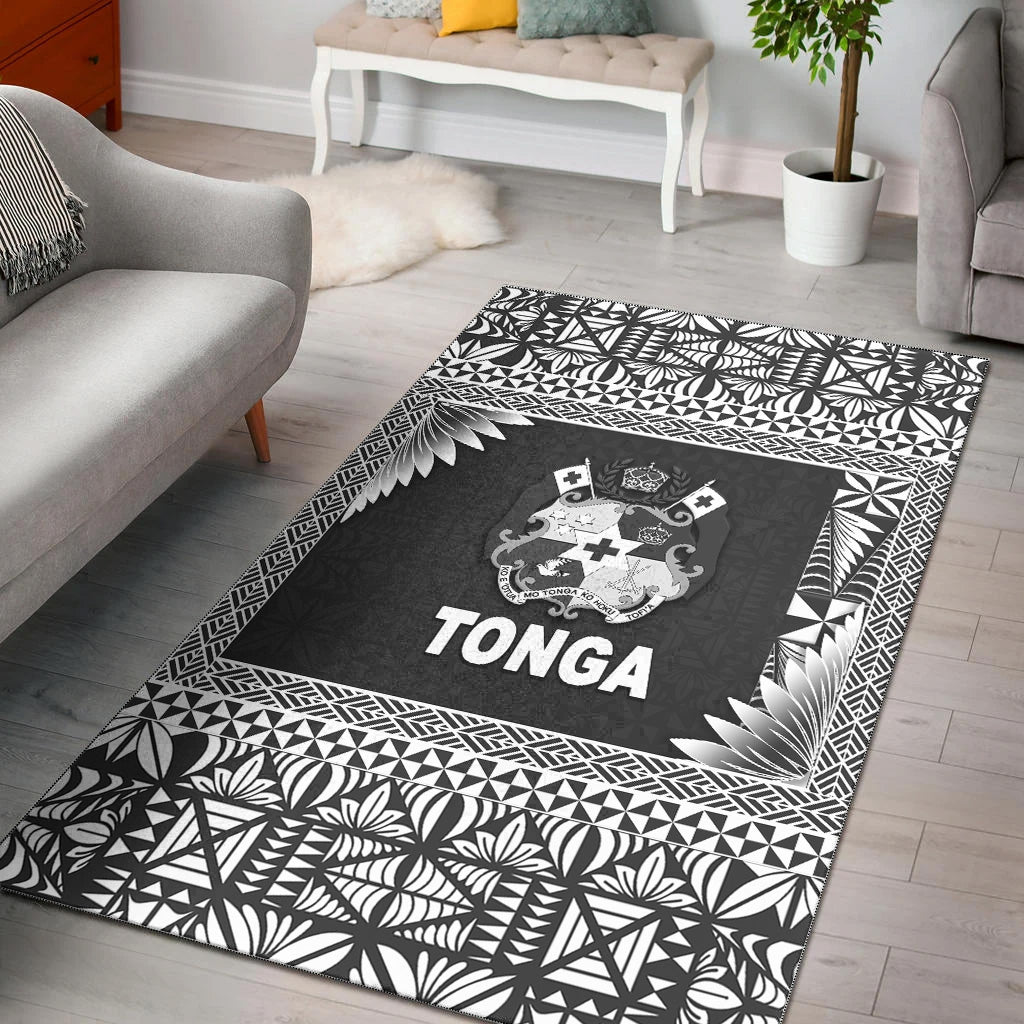 Tonga Coat Of Arms Area Rugs Simplified Version Black