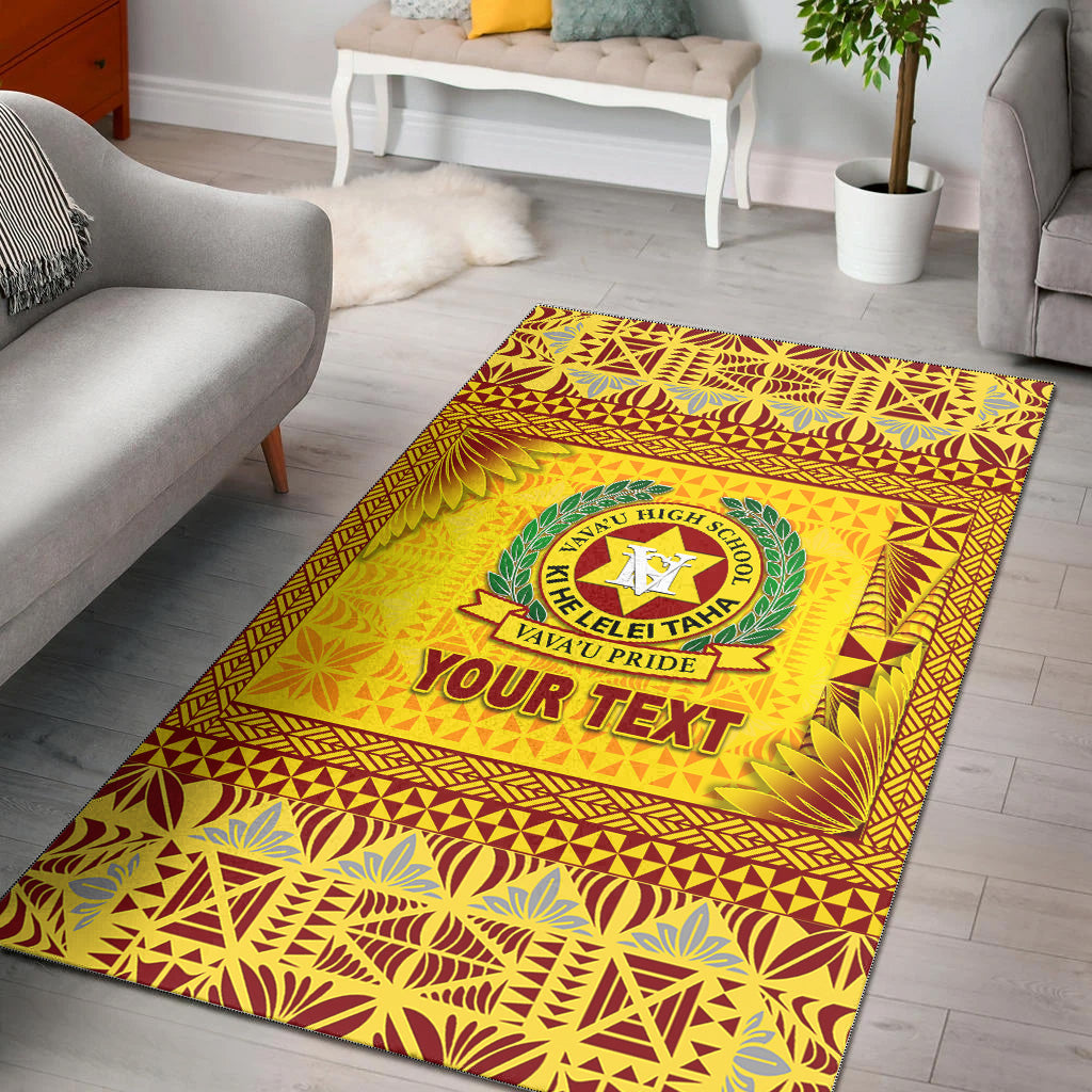 (Custom Personalised) Tonga Vava'u High School Area Rugs Simplified Version Gold
