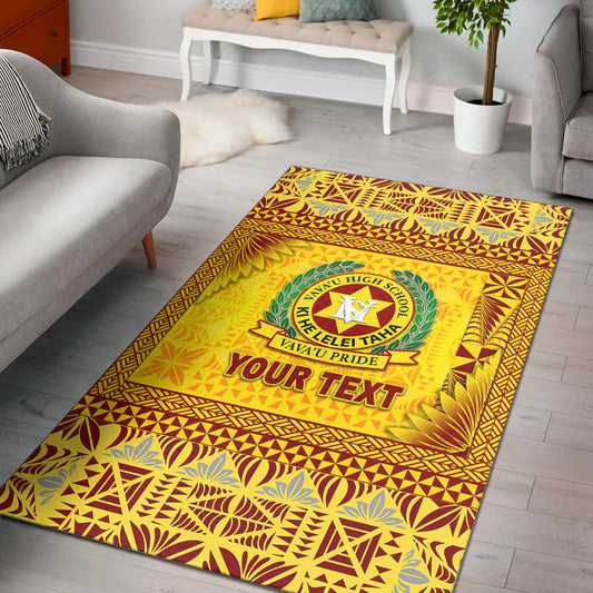 (Custom Personalised) Tonga Vava'u High School Area Rugs Simplified Version Gold