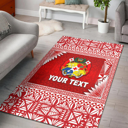 (Custom Personalised) Tonga Coat Of Arms Area Rugs Simplified Version Red