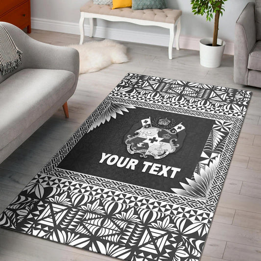 (Custom Personalised) Tonga Coat Of Arms Area Rugs Simplified Version Black