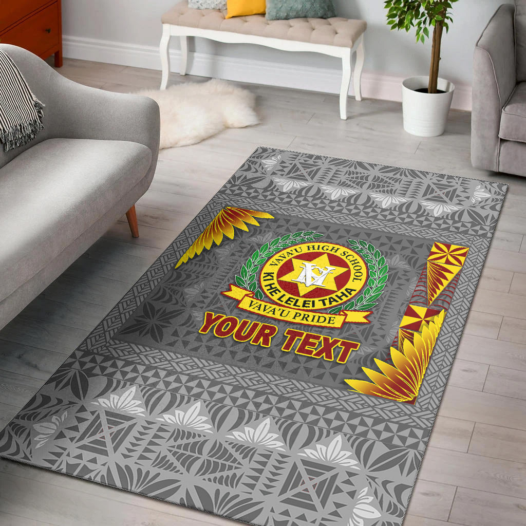 (Custom Personalised) Tonga Vava'u High School Area Rugs Simplified Version Grey