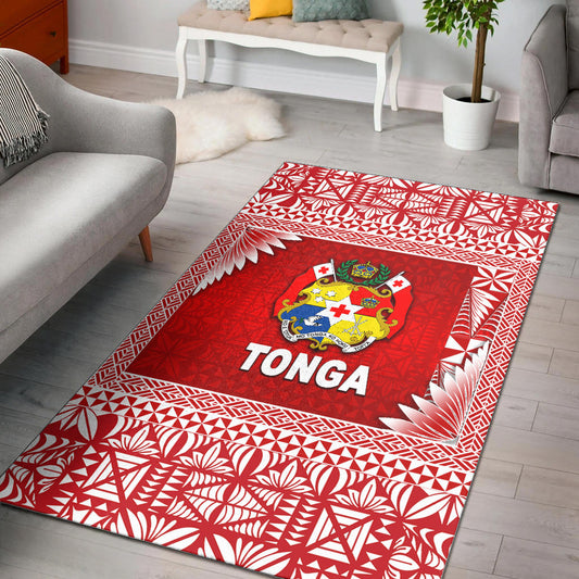 Tonga Coat Of Arms Area Rugs Simplified Version Red