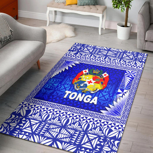 Tonga Coat Of Arms Area Rugs Simplified Version Blue