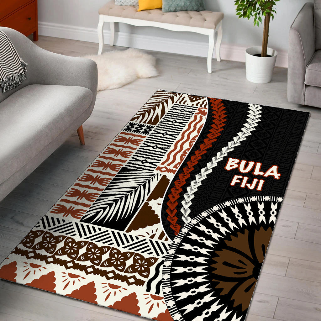 Bula Fiji Area Rug Masi Tapa Patterns Style