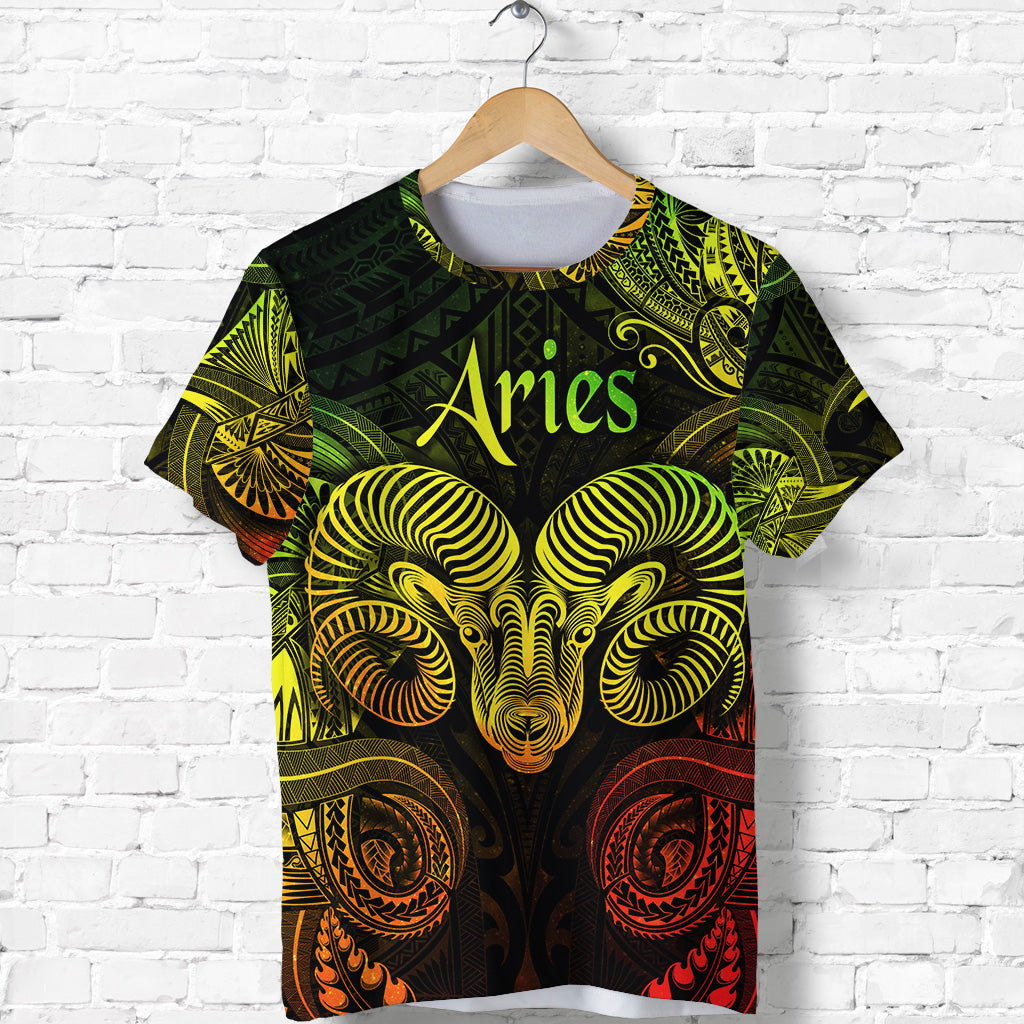 Aries Zodiac Polynesian T Shirt Unique Style - Reggae