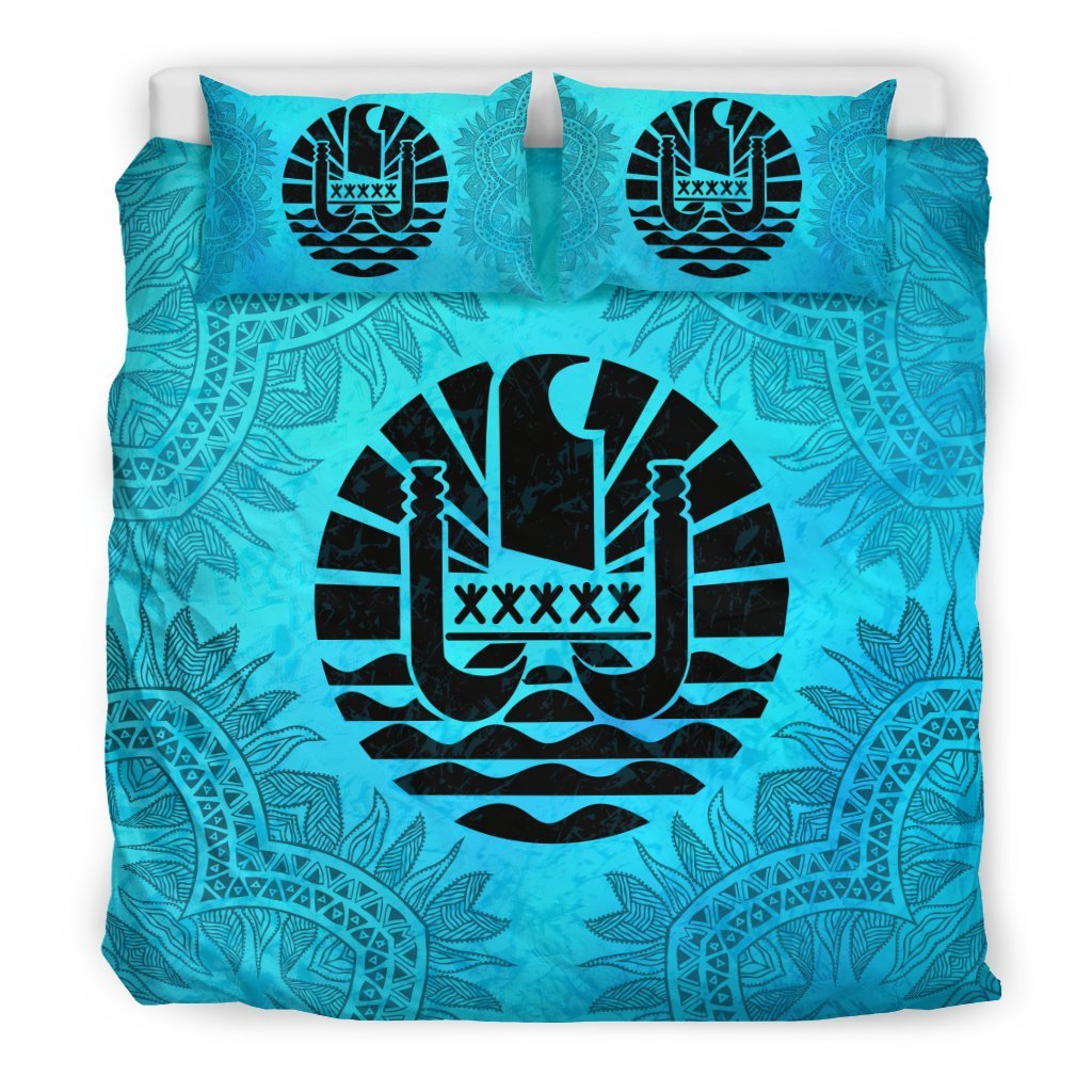 Tahiti Duvet Cover Set Tahiti Flag Turquoise A0