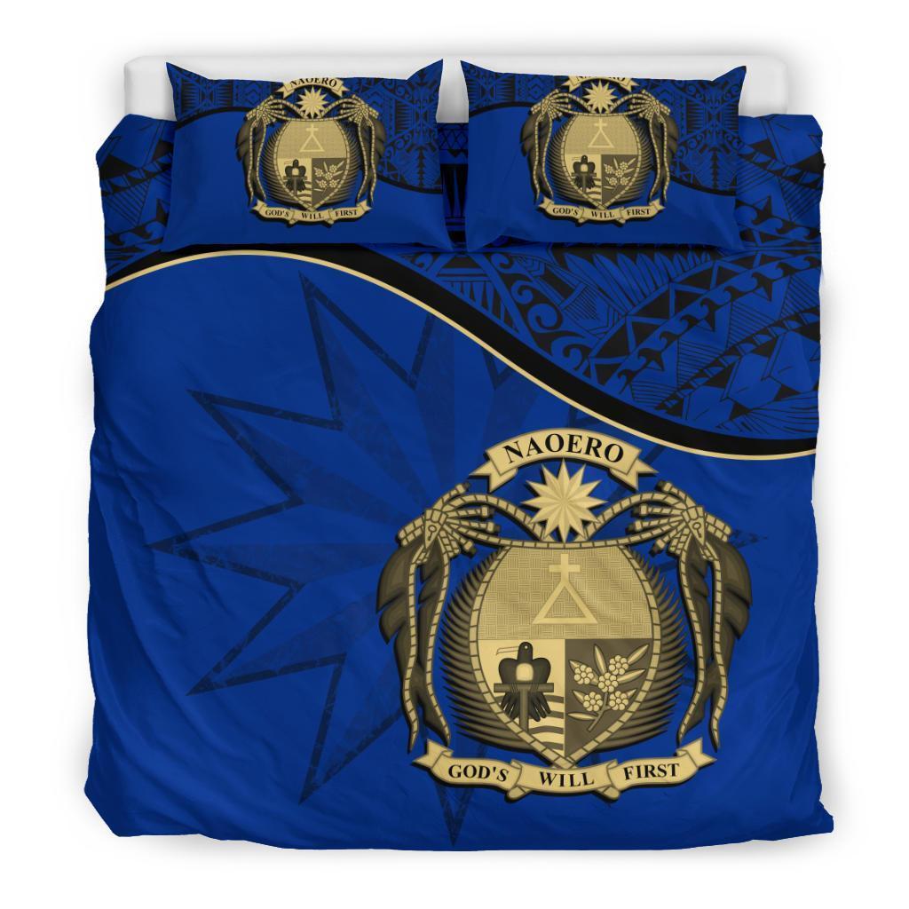 Nauru Duvet Cover Set Nauru Bedding Flag & Coat Of Arms Dark Blue