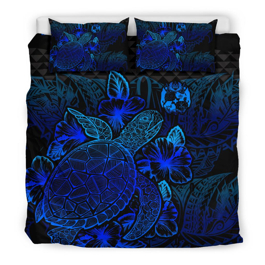Polynesian Bedding Set Tonga Duvet Cover Set Blue Color