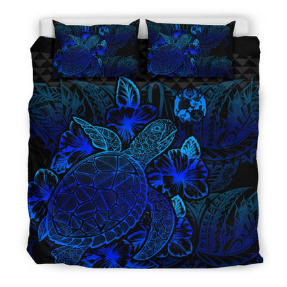 Polynesian Bedding Set Tonga Duvet Cover Set Blue Color