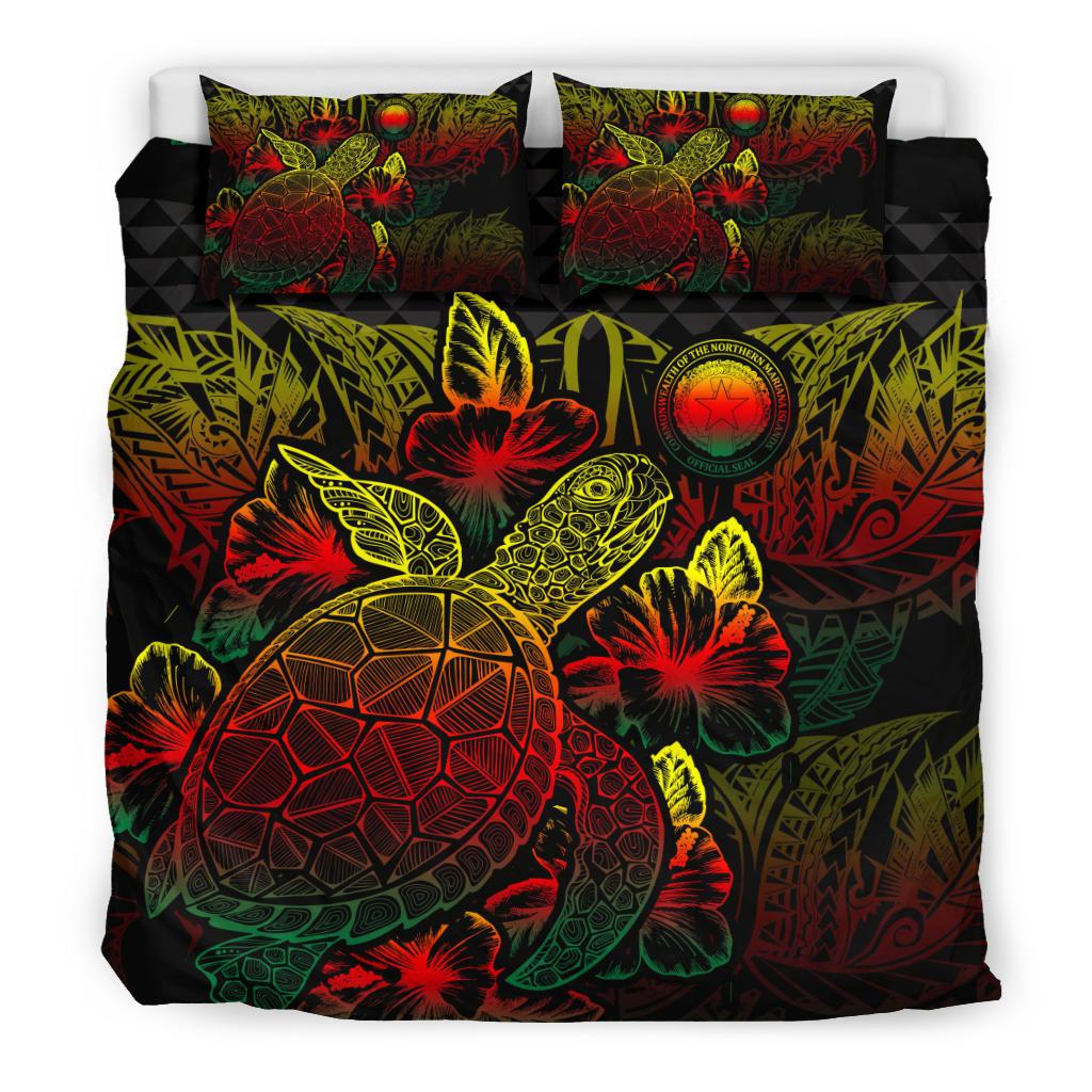 Polynesian Bedding Set Northern Mariana Islands Duvet Cover Set Reggae Color