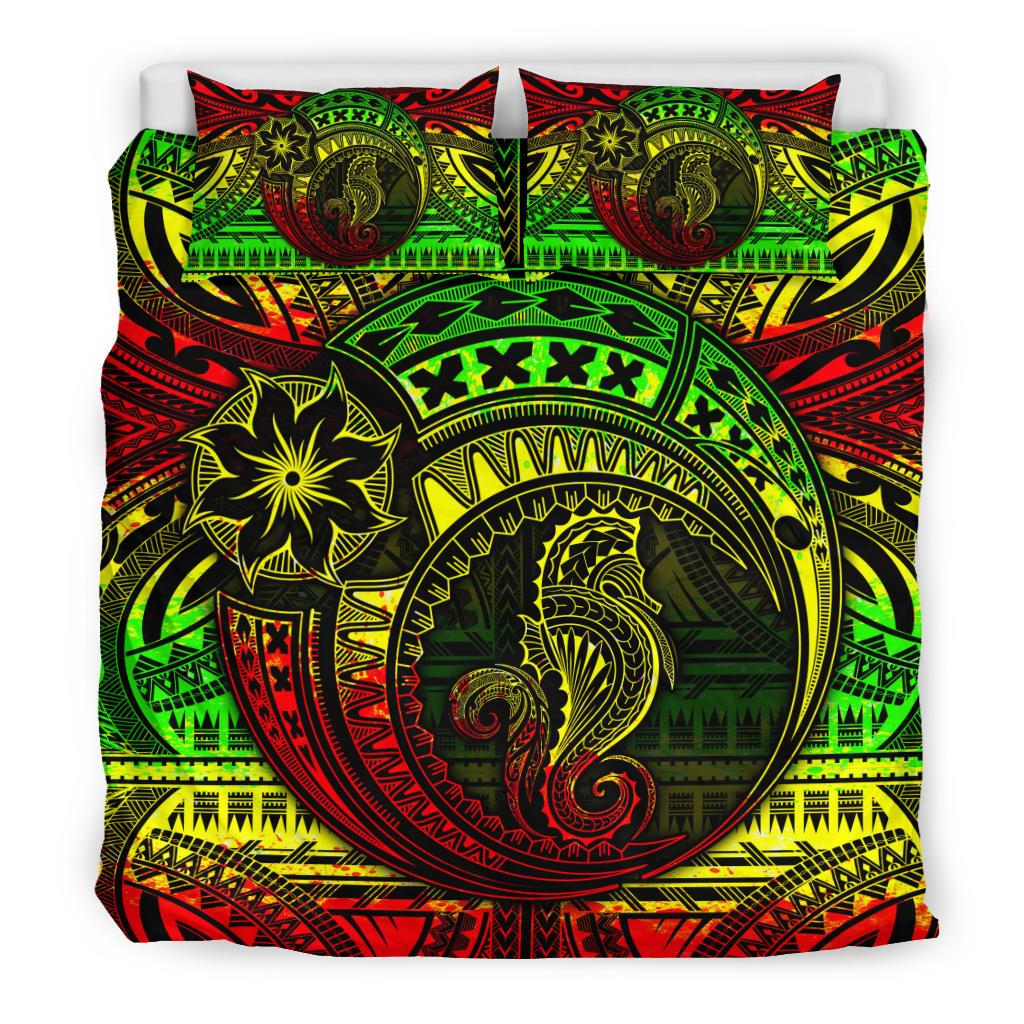 Seahorse Polynesian Bedding Set Polynesian Tattoo Reggae