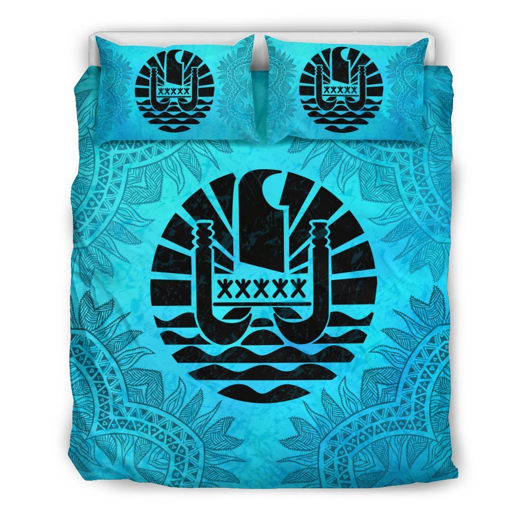 Tahiti Duvet Cover Set Tahiti Flag Turquoise A0