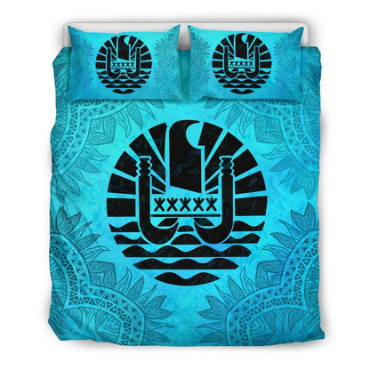 Tahiti Duvet Cover Set Tahiti Flag Turquoise A0