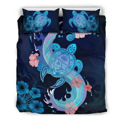 Guam Duvet Cover Set Blue Turtle Hibiscus