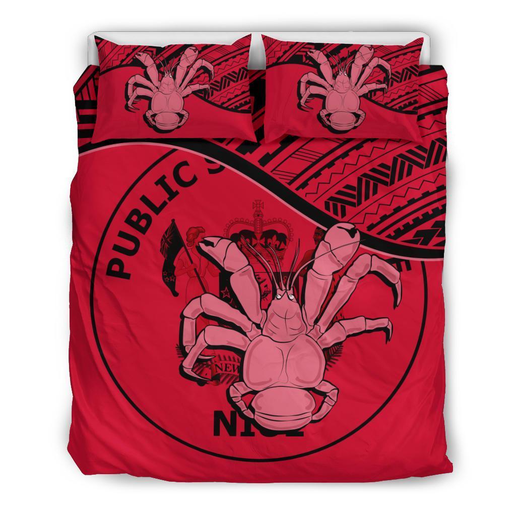 Niue Duvet Cover Set Niue Coat Of Arms & Coconut Crab Red