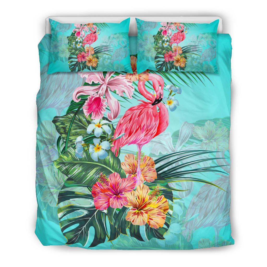 Hawaiian Flamingo Hibiscus Tropical Polynesian Bedding Set