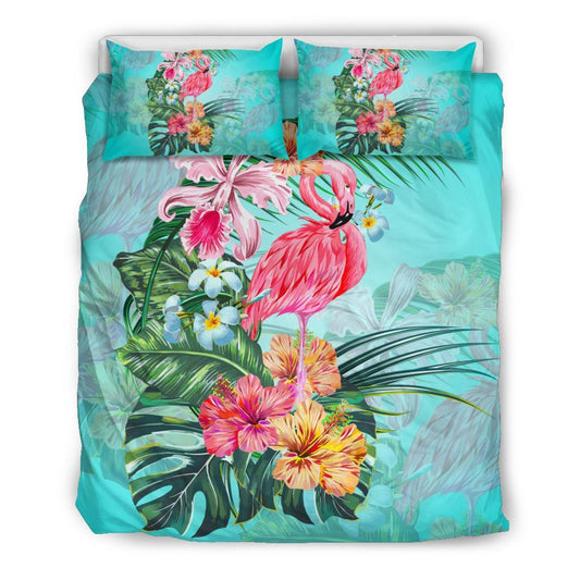 Hawaiian Flamingo Hibiscus Tropical Polynesian Bedding Set