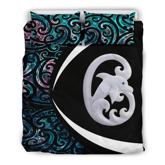 Aotearoa Maori Dolphin Bedding Set, Koru Aihe Paua Shell Duvet Covers