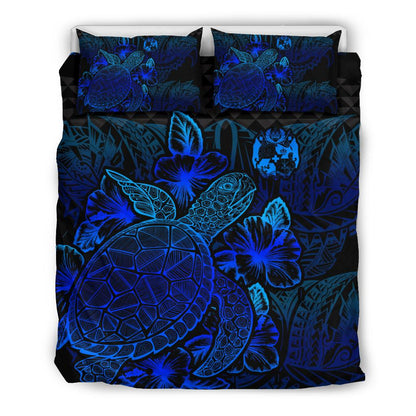 Polynesian Bedding Set Tonga Duvet Cover Set Blue Color