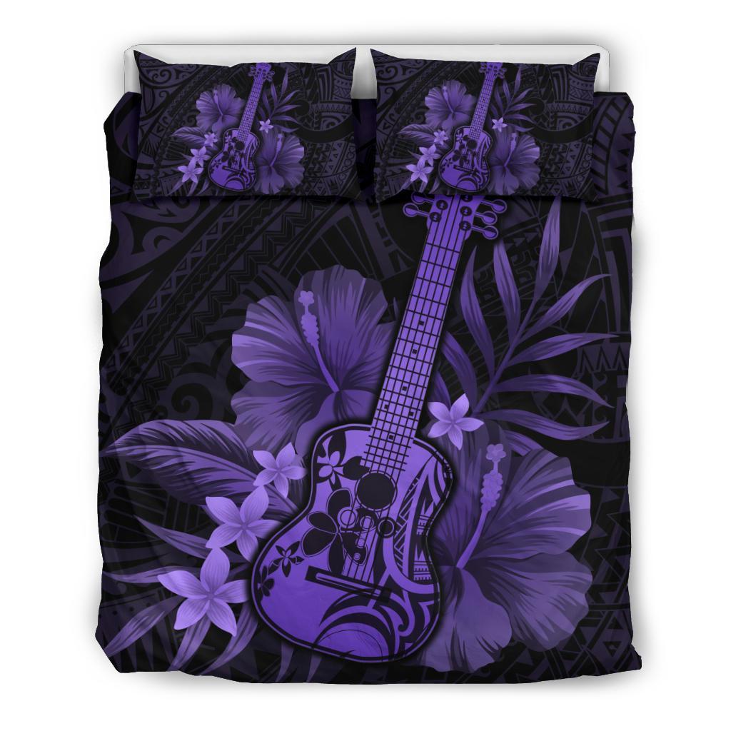 Hawaii Bedding Set Hawaii Ukulele Flower Bedding Set Purple