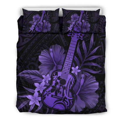 Hawaii Bedding Set Hawaii Ukulele Flower Bedding Set Purple