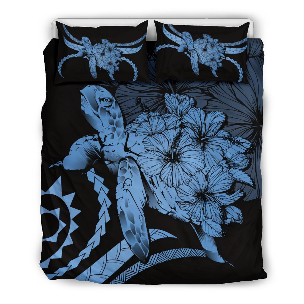 Hawaii Bedding Set Hawaii Turtle Hibiscus Polynesian Vintage Bedding Set Pastel Blue