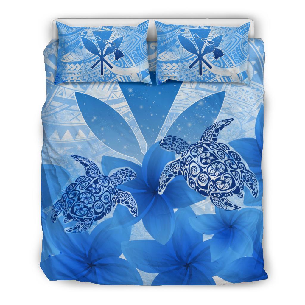 Hawaii Bedding Set Hawaii Turtle Kanaka Plumeria Polynesian Blue Bedding Set