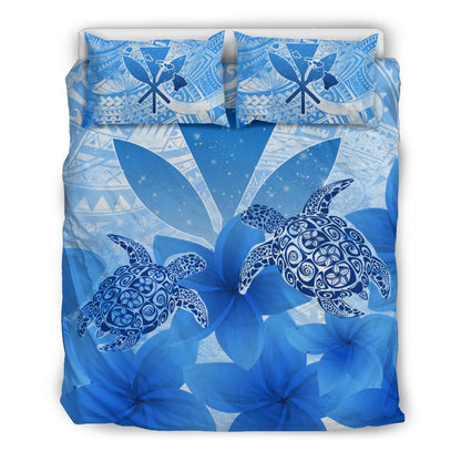 Hawaii Bedding Set Hawaii Turtle Kanaka Plumeria Polynesian Blue Bedding Set