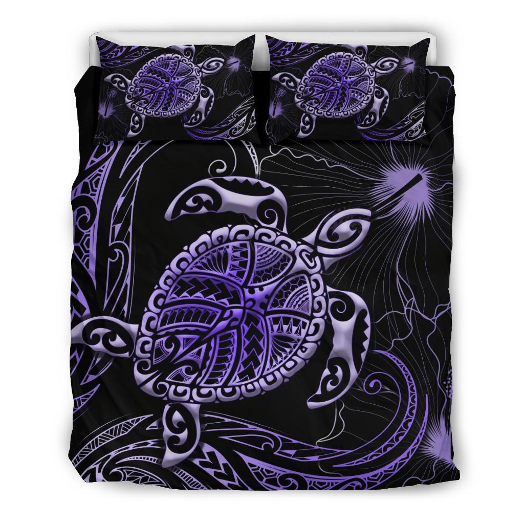 Polynesian Bedding Set Turtle Mix Hibiscus Purple