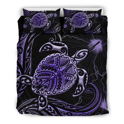 Polynesian Bedding Set Turtle Mix Hibiscus Purple
