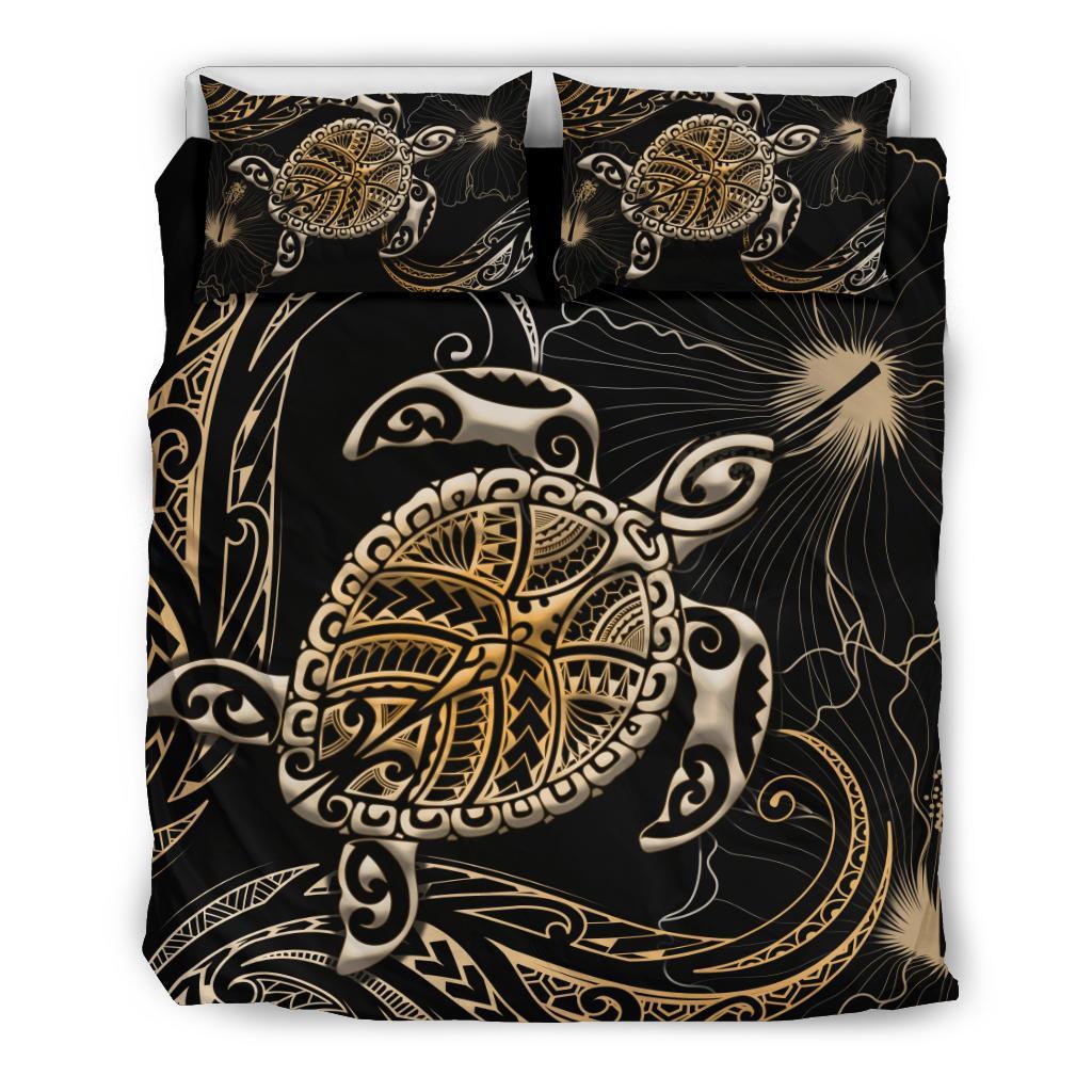 Polynesian Bedding Set Turtle Mix Hibiscus Gold